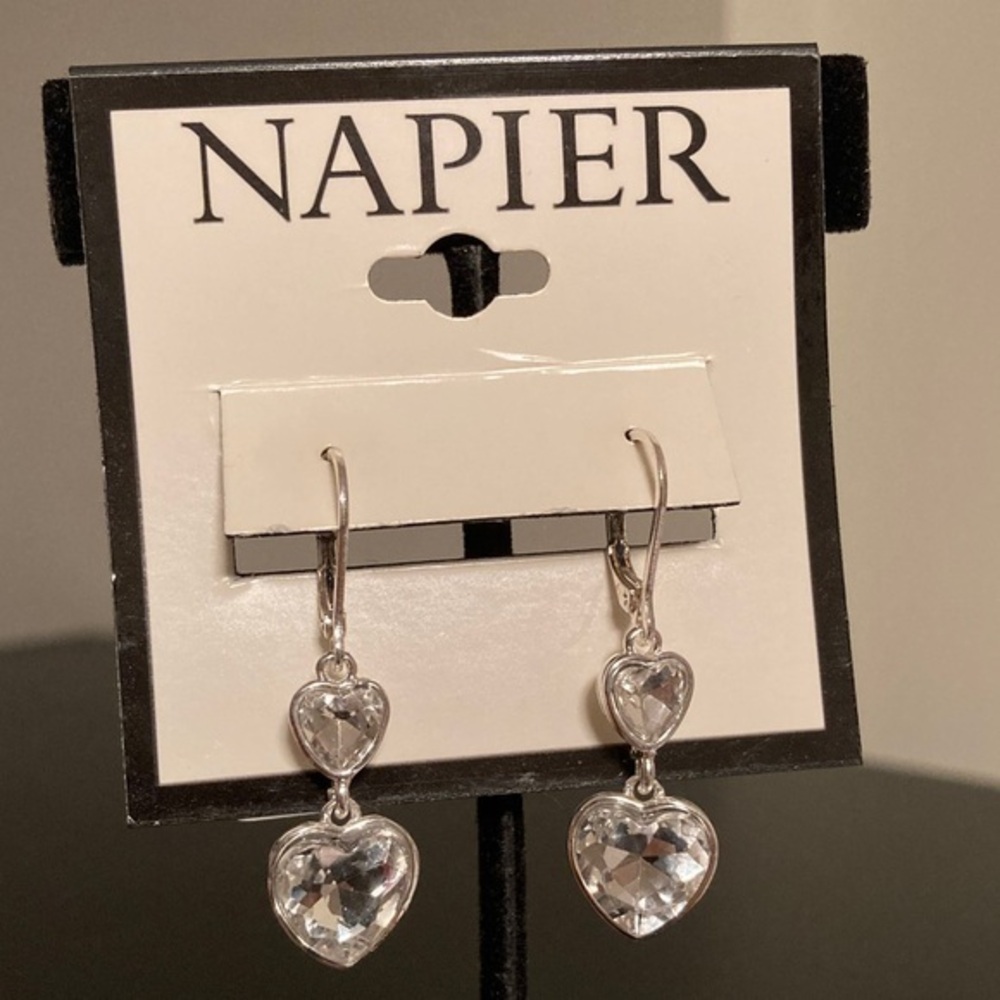 Napier Silver Heart Dangle Earrings